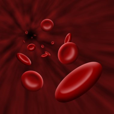 Platelet cells through bloodstream clipart