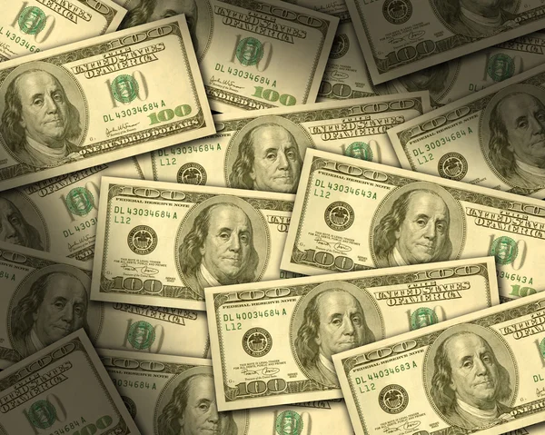 100 bills laying flat — Stock Photo, Image