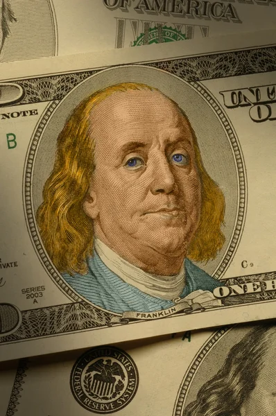 Benjamin Franklin op de 100 dollar factuur — Stockfoto