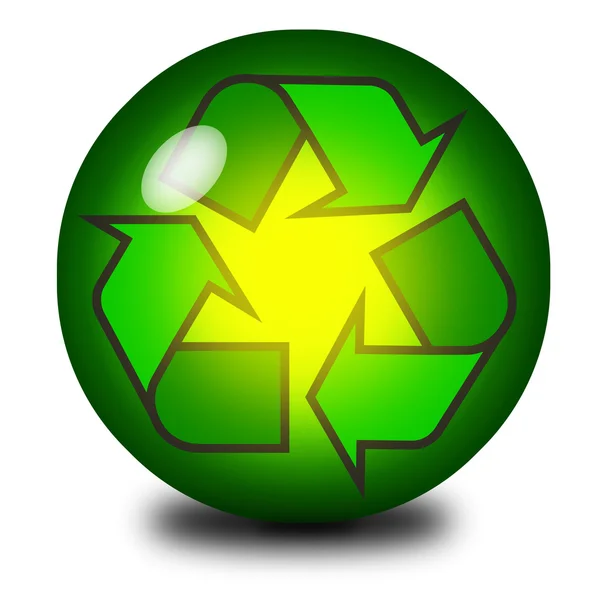 Symbole de recyclage dans une boule de cristal — Photo
