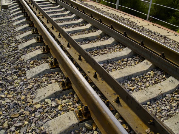 Demiryolu rayları yakın çekim — Stok fotoğraf