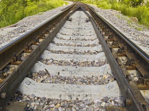 Demiryolu rayları yakın çekim — Stok fotoğraf