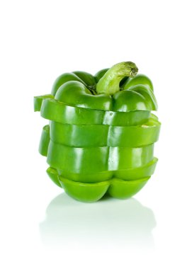 Sliced green sweet pepper clipart