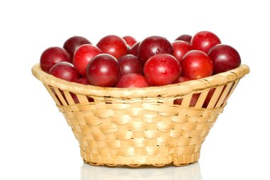 Wicker basket with cherry plums clipart