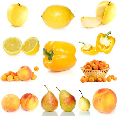 Set of yellow fruit and vegetables clipart