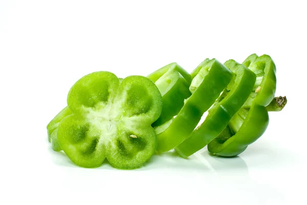 Slices of green sweet pepper — Stock Photo, Image