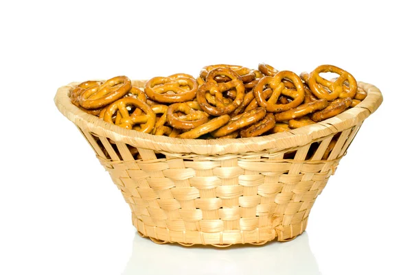 Pretzels in the wicker basket — Stock Photo, Image