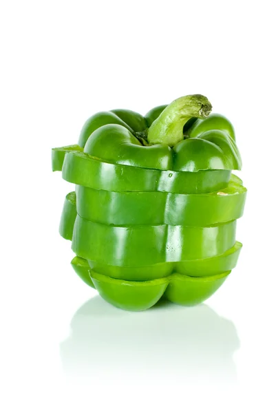 Sliced green sweet pepper — Stock Photo, Image