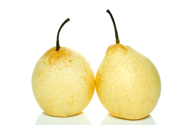 Две груши из желтого фарфора — стоковое фото