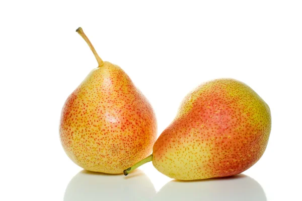 Pair of spotty yellow-red pears — Stock Photo, Image