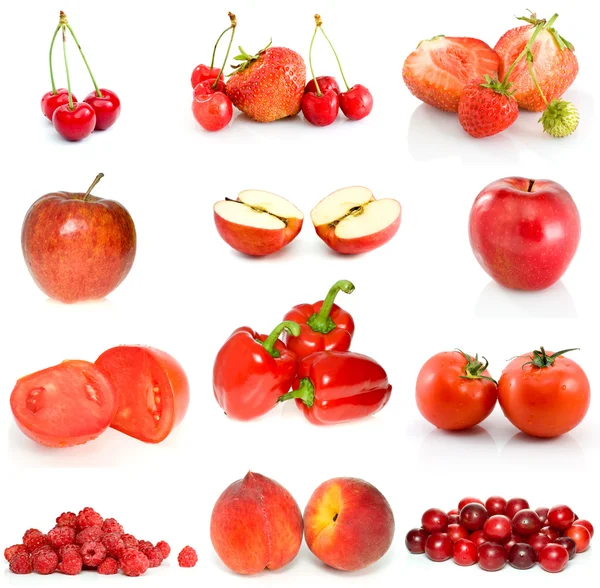 Set van rode vruchten en groenten — Stockfoto