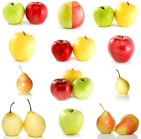 Conjunto de diferentes manzanas y peras —  Fotos de Stock