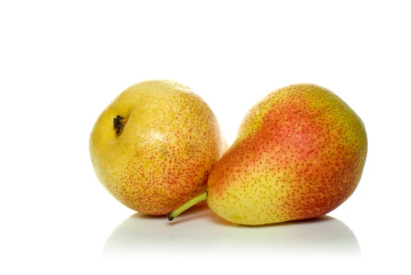 Pair of spotty yellow-red pears — Stock Photo, Image