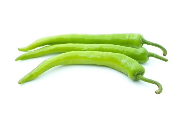 Three green chili peppers — Stock Photo, Image