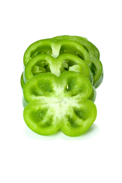 Кілька зелених солодких шматочків перцю — стокове фото