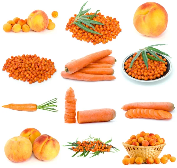 橙色水果和蔬菜的集 — 图库照片