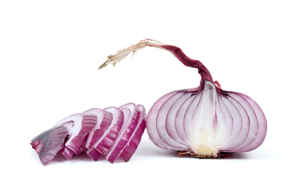 Half of purple onions and some slices — Stock Photo, Image