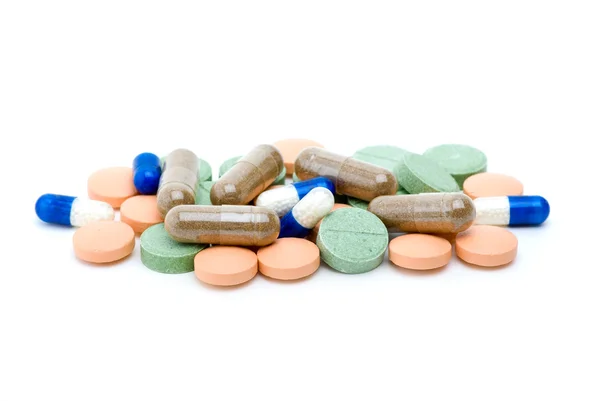 Pile de diverses pilules et comprimés — Photo