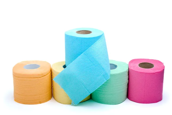 Unterschiedlich gefärbtes Toilettenpapier — Stockfoto