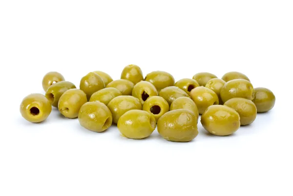 Some green pitted olives — Stock Photo, Image