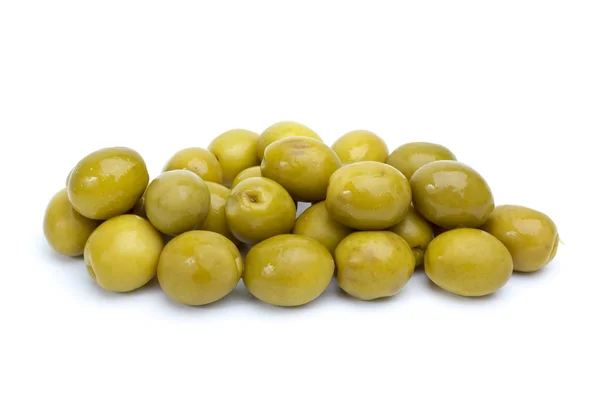 Some green olives with pits — Stock Photo, Image