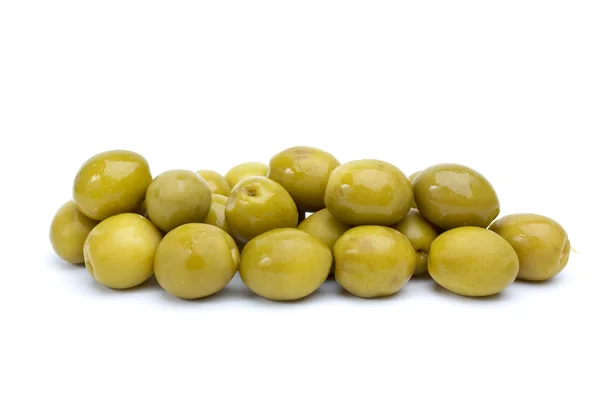 Some green olives with pits — Stock Photo, Image