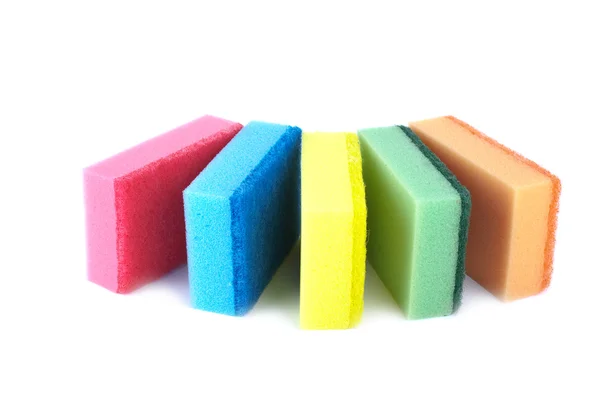 Five sponges of different colors — Stock Photo, Image