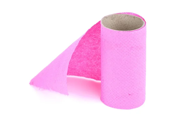 Fertige Rolle rosa Toilettenpapier — Stockfoto