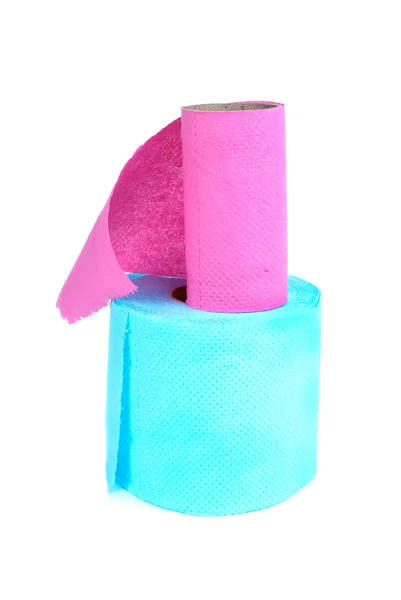 Blue and pink rolls of toilet paper — Stock Photo, Image