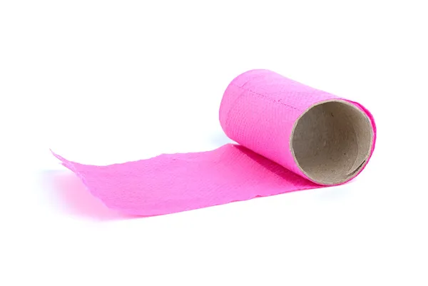 Rotolo finito di carta igienica rosa — Foto Stock
