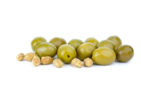 Green olives and some pits — Stock Photo, Image
