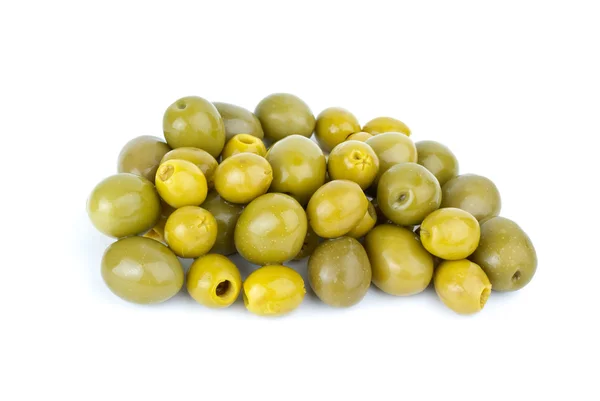 Малые остроконечные и гигантские оливки — стоковое фото
