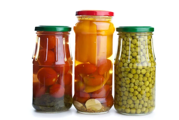 玻璃罐腌制蔬菜 — 图库照片