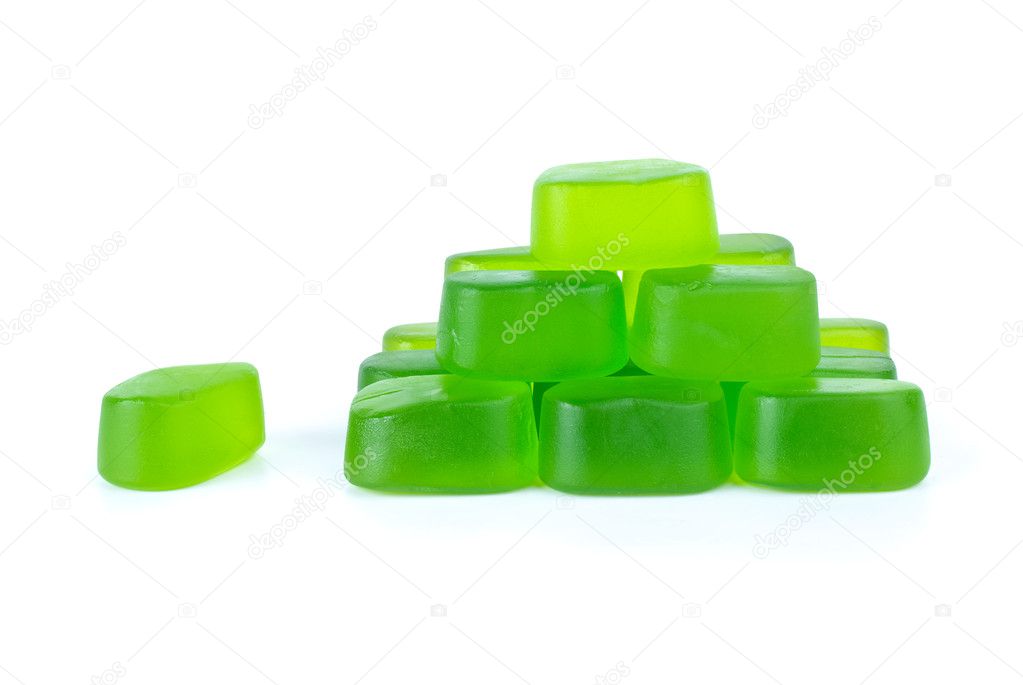 Pyramid maked from green fruit jellies