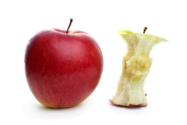 Whole apple and core clipart