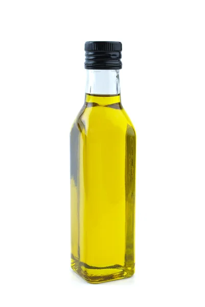 Скляна пляшка з оливковою олією — стокове фото