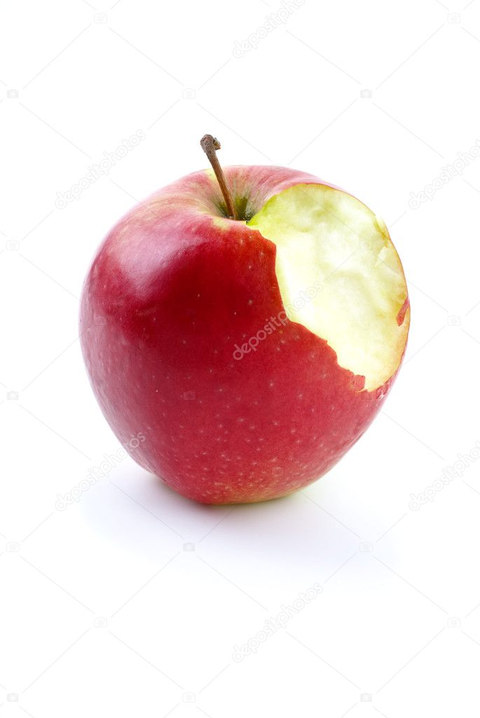 Apples with piece bitten off