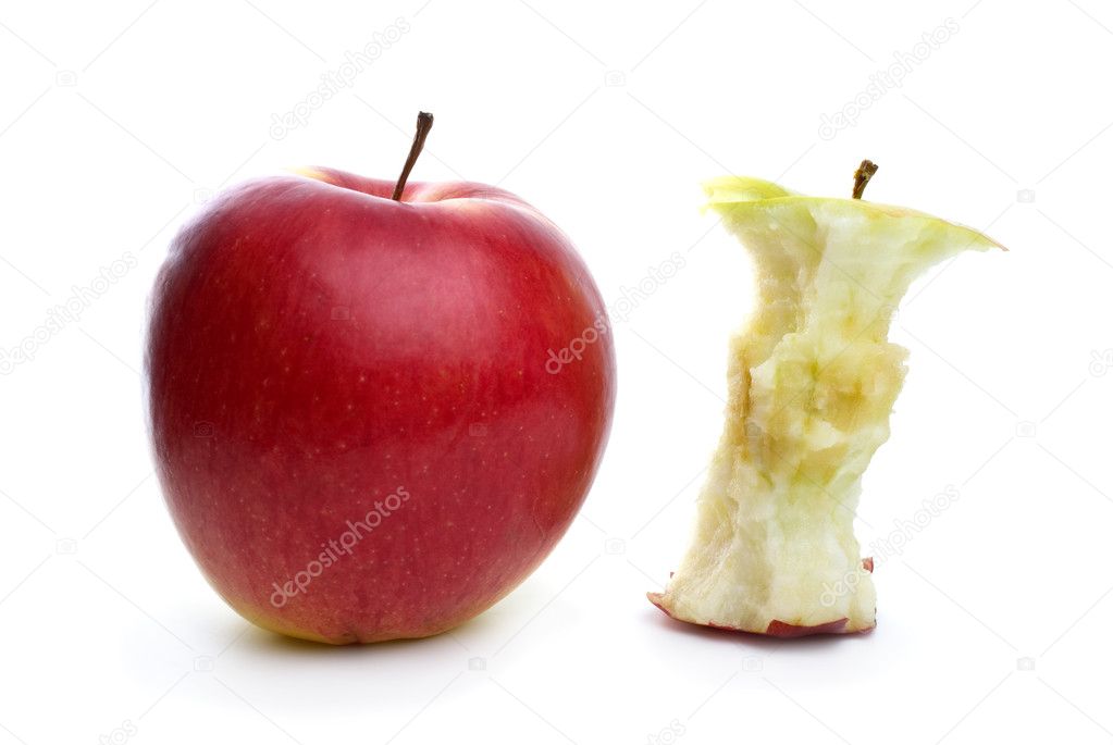Whole apple and core