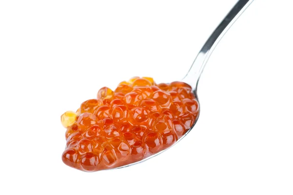 Colher cheia de caviar vermelho — Fotografia de Stock