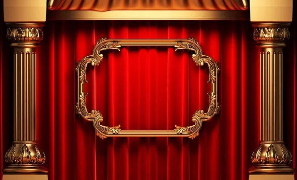 Red curtains, gold columns and frame — Stock Photo © icetray #1623448