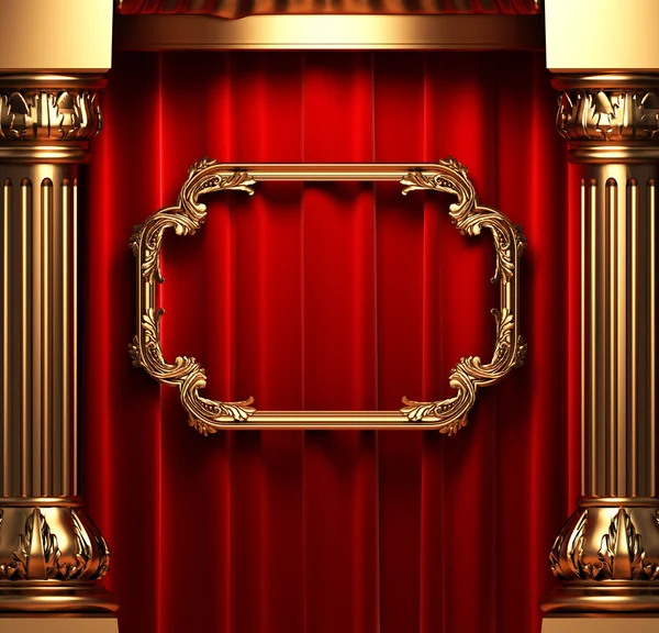 Red curtains, gold columns and frame — Stock Photo © icetray #1623551