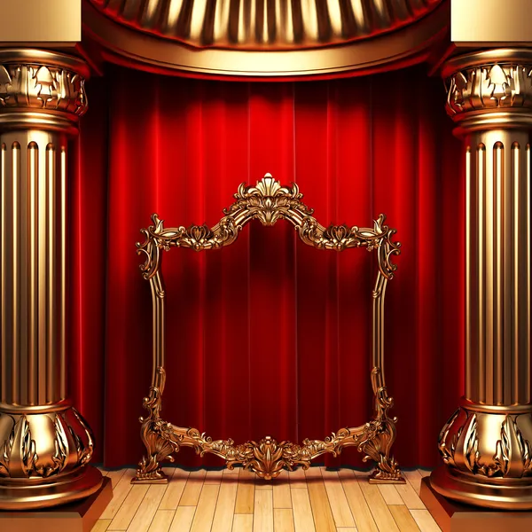 Red velvet curtains behind the gold — Stock Photo © icetray #1623634