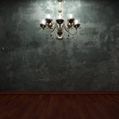 Old concrete wall and chandelier
