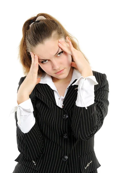 Mujer de negocios con fuerte dolor de cabeza —  Fotos de Stock