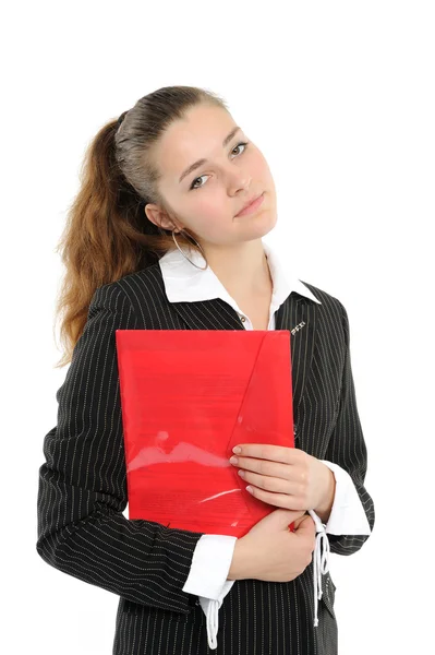 Young woman with a folder — Stock Photo, Image