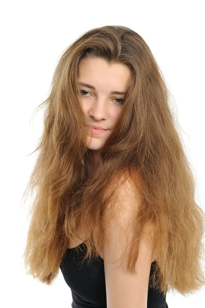 A hosszú hajú lány portréja — Stock Fotó