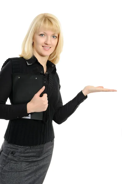 Affärskvinna som höll ut sin hand — Stockfoto