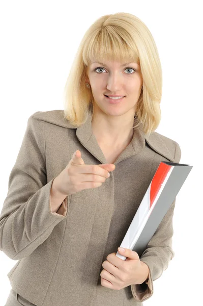 The business woman with a folder — Stockfoto