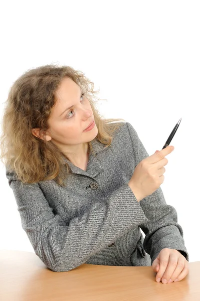 Frau zeichnet etwas auf dem Bildschirm — Stockfoto