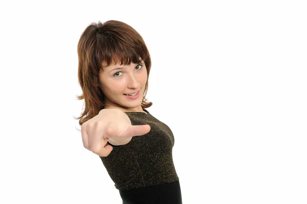 The girl the teenager specifying a finge — Stock Photo, Image